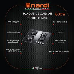 Nardi plaque de cuisson en verre PG60CR31AVBE