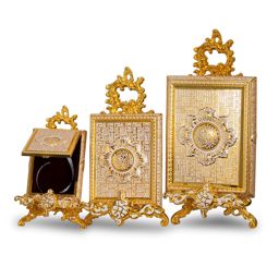 3 Boîtes de Coran dorée avec couvercle en métal
