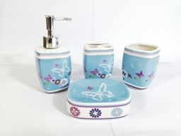 Ensemble d'accessoires de salle de bain 4 pièces Bleu