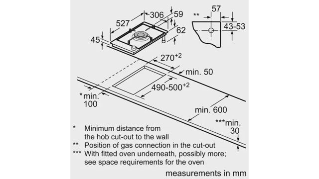 Bosch Plaque Domino à gaz 30 cm , Noir PRA3A6D70