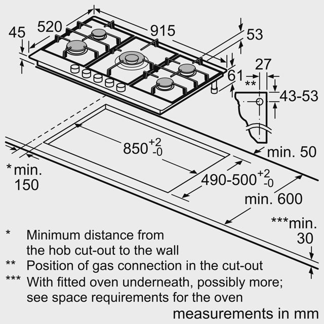 BOSCH Plaque de cuisson 90 cm INOX PCR9A5B90M