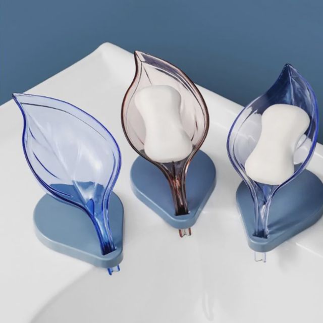 Porte-savon en forme de feuille Bleu
