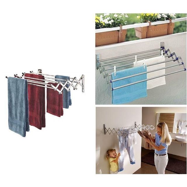 Dalux  Sèche Linge mural pliable 1 mètre- Aluminium