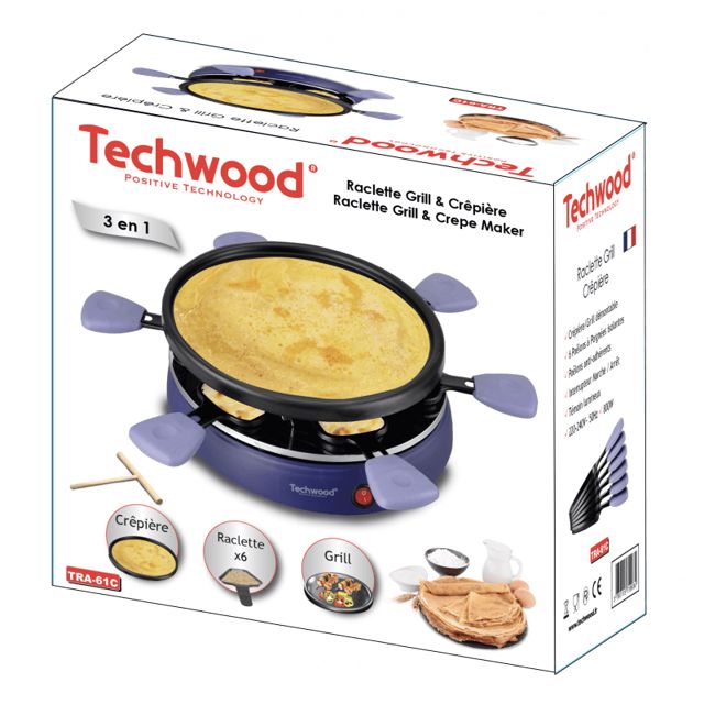 Techwood Raclette 6 poêlons Grill