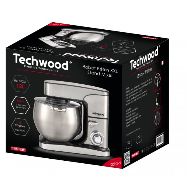 Techwood Tro-1226- Robot Pétrin 12L 2000W 7kg Inox