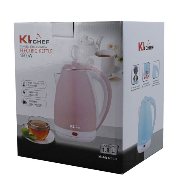 Kitchef Bouilloire électrique rose 1.8L 1500W KT 18C
