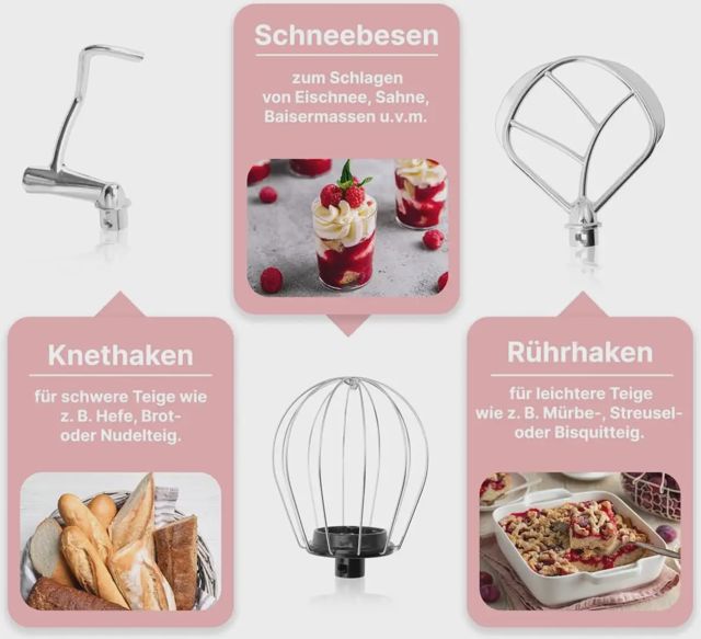 Bomann pétrin KM 6030 CB 5L 1100W pink