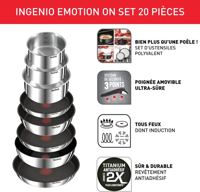 Tefal Ingenio Batterie de cuisine 20 pièces L897SK04