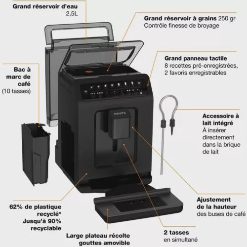 Krups Machine à café cafetiere à grains automatique EA897B10