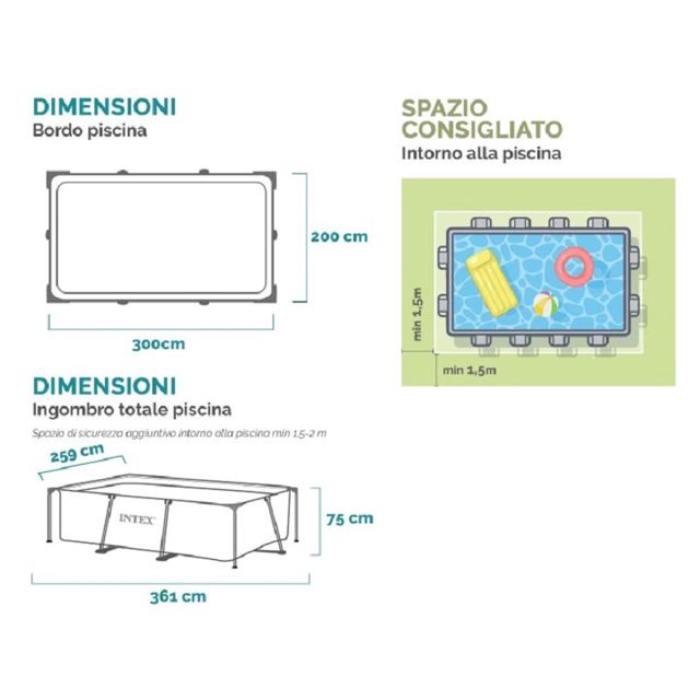 Intex Piscine metal frame rectangulaire 3x2x0.75m 28272