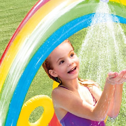 Intex piscine gonflable arc en ciel avec toboggan 57453