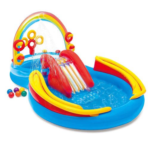 Intex piscine gonflable arc en ciel avec toboggan 57453