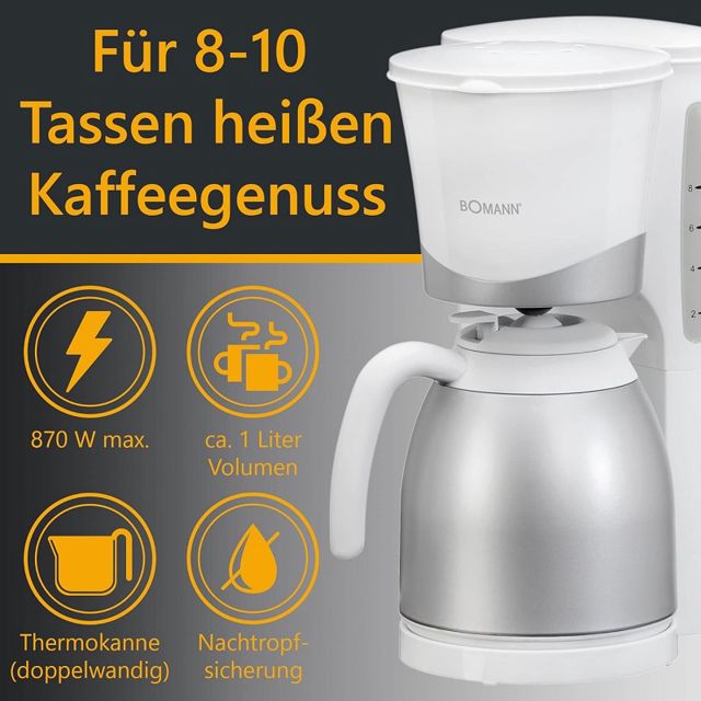 Bomann machine à café cafetière thermos ka 168 cb