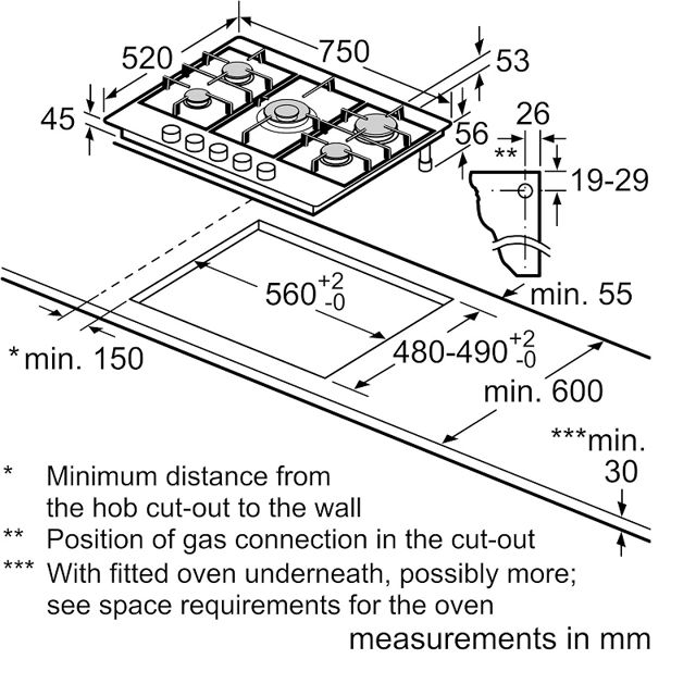 Bosch plaque de cuisson à gaz PGQ7B5B90