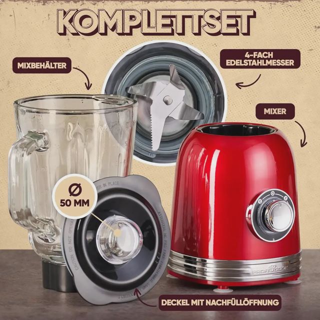 ProfiCook blender PC-UM 1195 800W 1.5 Litres Red