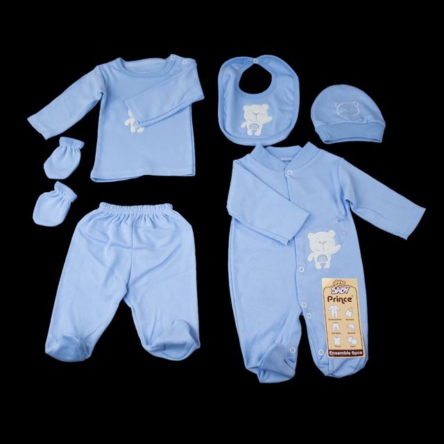Ensemble Coffret Nouveau nés 6 pièces bleu