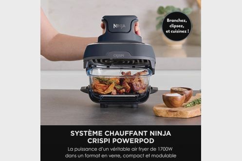 Ninja Crispi Airfryer en verre FN101EUGY Bleu Gris FN101EUGY