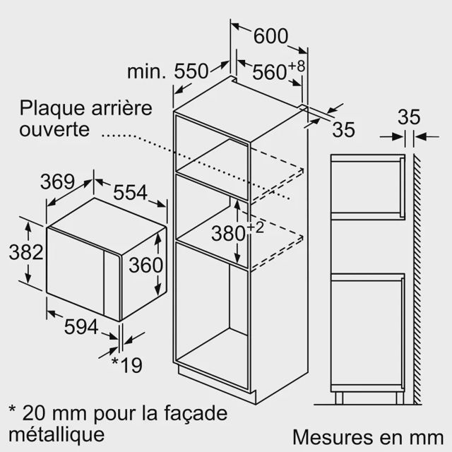Bosch Micro ondes grill encastrable Série 6 noir BEL554MB0