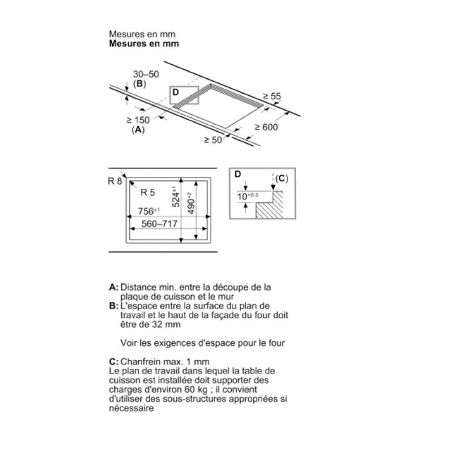 Bosch Plaque de cuisson encastrable Série 6 PPQ7A6I40 75cm