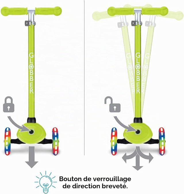 Trottinette vélo 3 roues clignotantes Vert