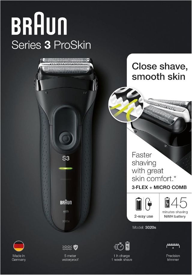 Braub Rasoir Barbe Homme Series 3 Pro Skin 3020s Etanche