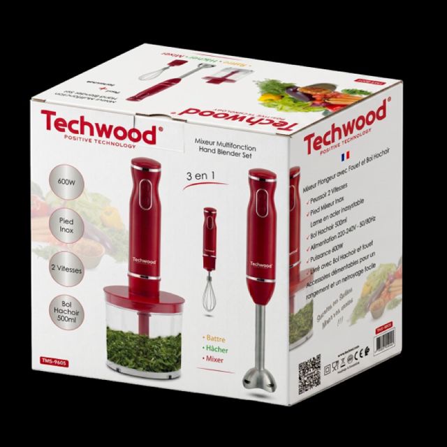 Techwood Mixeur Plongeant 3 en 1 600W TMS-9605