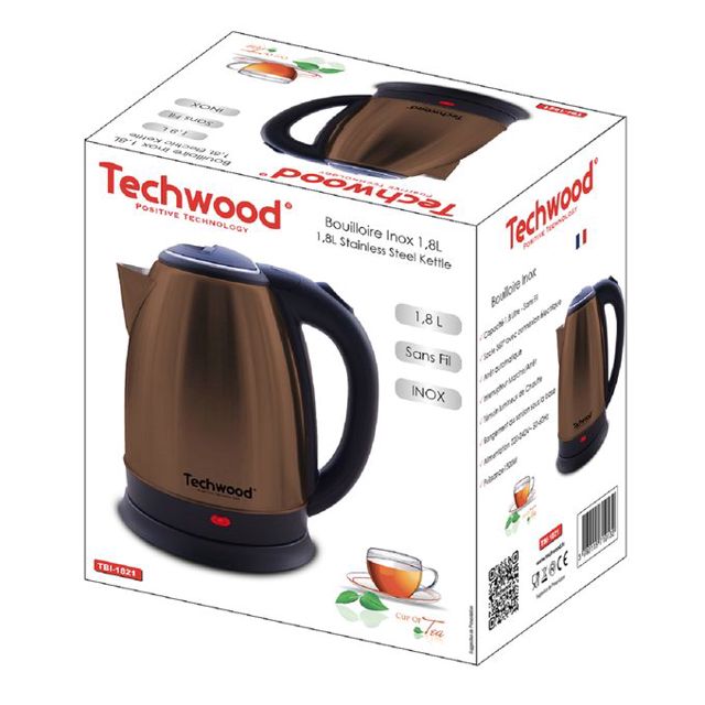 Techwood Bouilloire Sans Fil Tbi-1821- 1500 W-1,8 L-Bronze