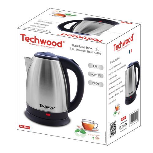 Techwood BOUILLOIRE ARGENT SANS FIL TBI-1807
