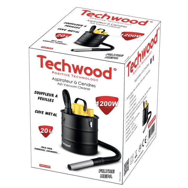 Techwood Aspirateur à Cendres 1200 wat TACS-1226