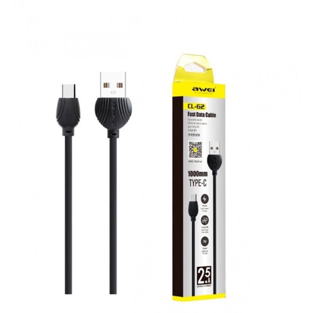 Awei Câble USB IPhone 1M  2.5A  CL-63 Noir